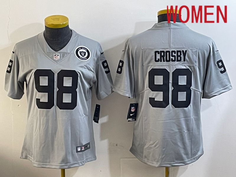 Women Oakland Raiders #98 Crosby Grey 2024 Nike Limited NFL Jersey style 4